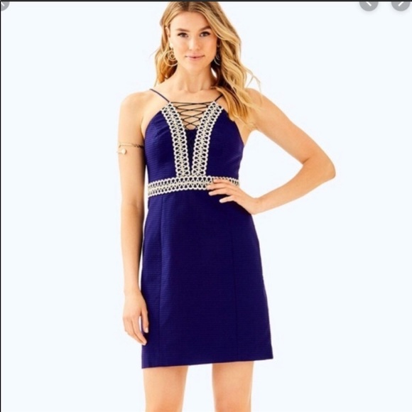 Lilly Pulitzer Dresses & Skirts - NWT Lilly Pulitzer Trista Shift Dress Navy Gold 0